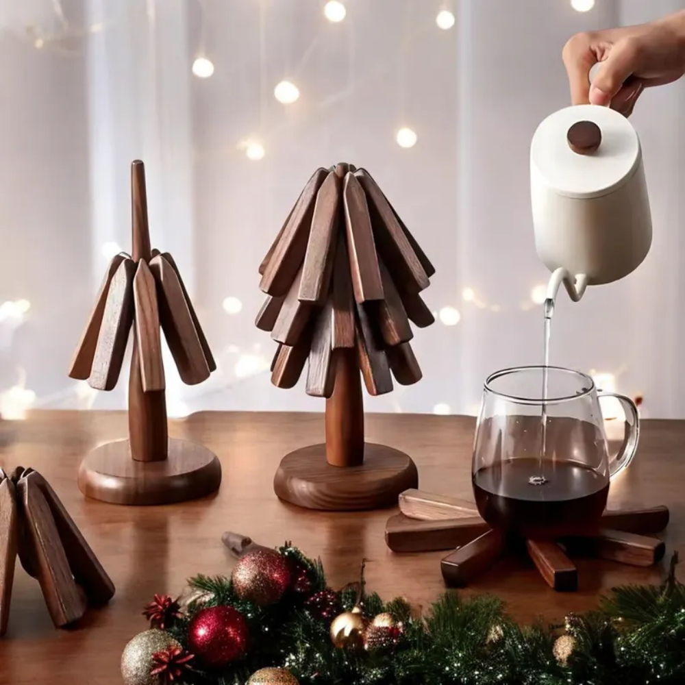 Wooden Tree Treevet Coaster Set - No-more Heat Damage