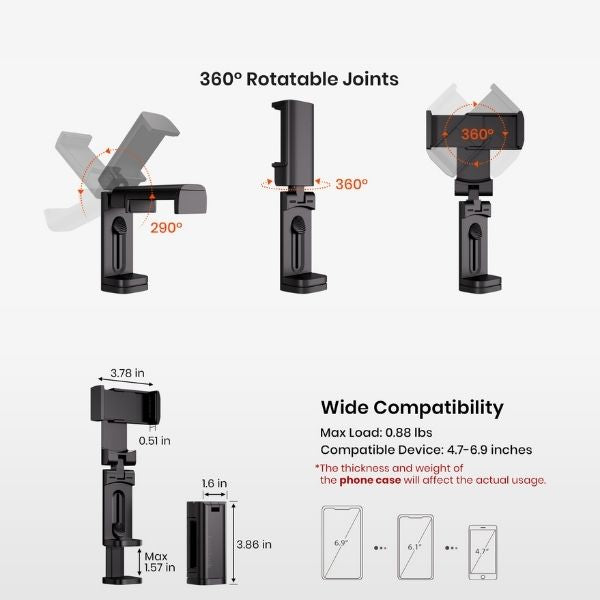 Universal Fit, No Hassle - 360° Rotation Airplane Phone Holder