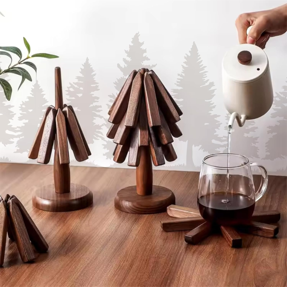 Wooden Tree Treevet Coaster Set - No-more Heat Damage