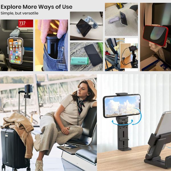 Universal Fit, No Hassle - 360° Rotation Airplane Phone Holder