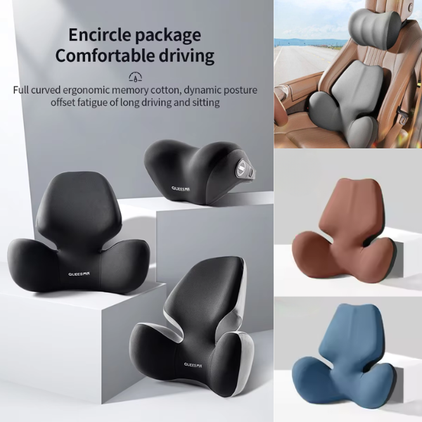Drive Pain-Free - Car Headrest and Lumbar Neck and Back Pillow